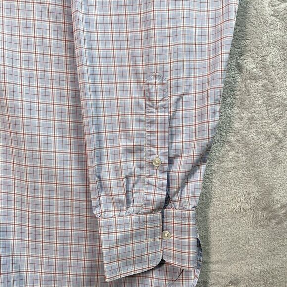 Turnbull & Asser Mens Dress Shirt XL?*READ White/Blue Plaid Designer Button Down - Picture 6 of 15